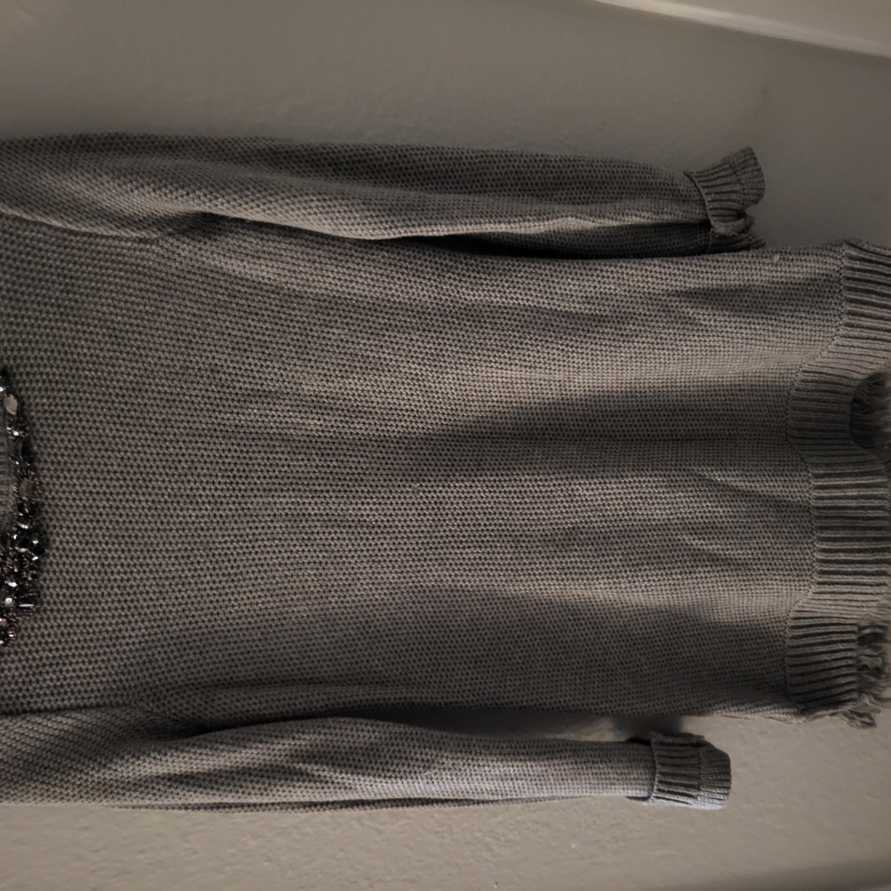 Gray Women's Sweater with Embellishments